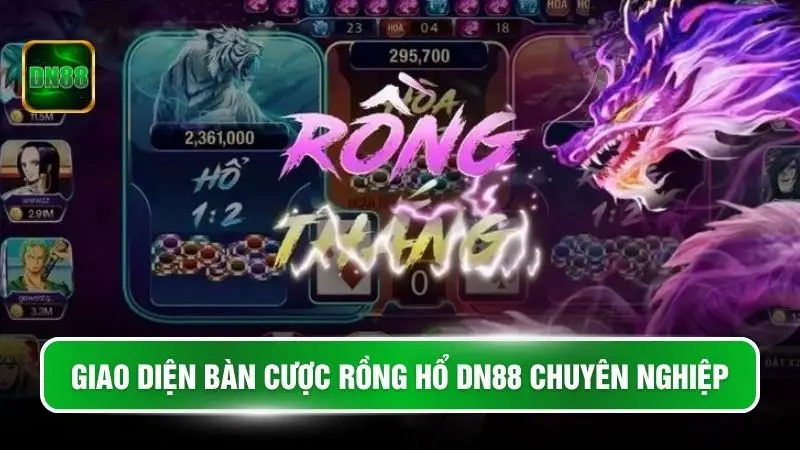 Giao diện bàn cược Rồng Hổ DN88 chuyên nghiệp